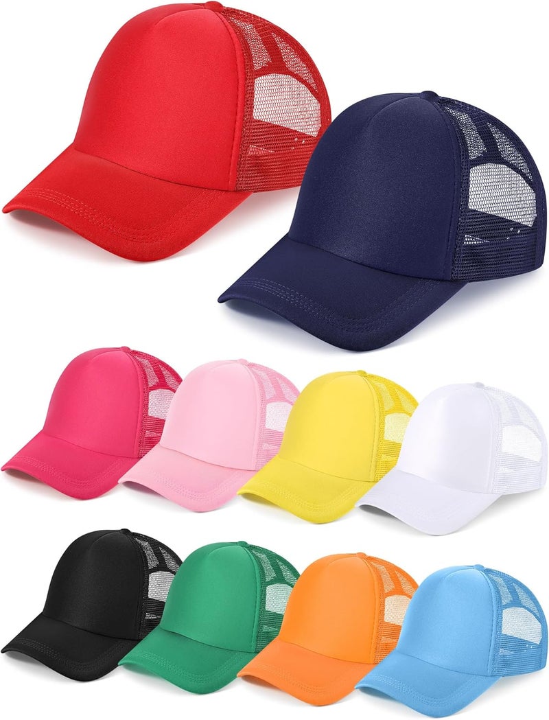 Tarpop 10 Pcs Sublimation Blank Trucker Hats Bulk Mesh Baseball Cap Polyester Mesh Trucker Hat for Men and Women - Image 1